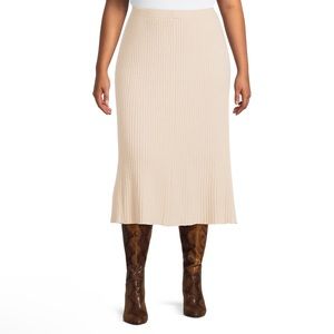 Ivory Ribbed Knit Skirt